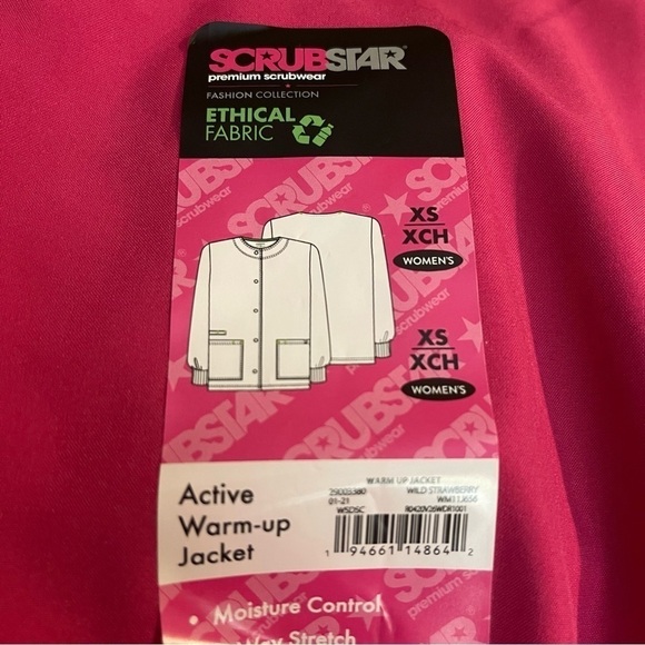 Scrubstar Scrub Jacket Size XS Wild Strawberry Pink 4-way stretch Active NWT - Picture 5 of 7